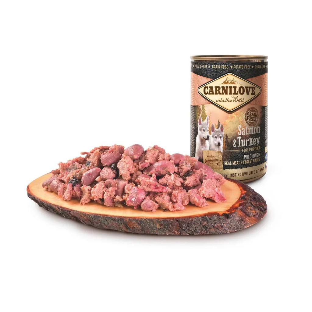 Alimento Úmido Pet Salmão e Peru Petisco Natural Cachorro Patê Premium Alimentação para Caes Filhotes - Carnilove