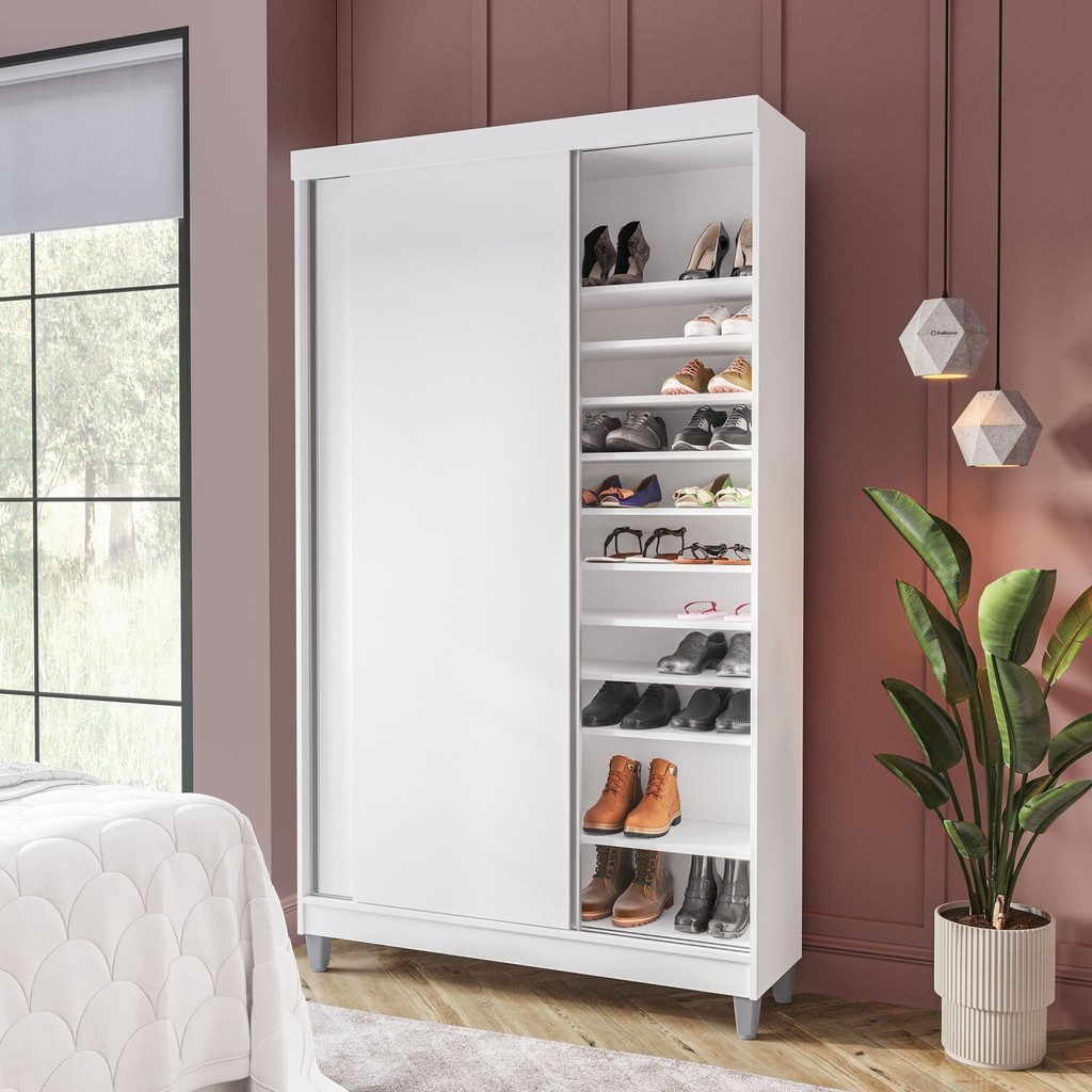 Sapateira 2 Portas de Correr e 20 Prateleiras com Diferentes Níveis Diamante Yescasa Não - Home & Living