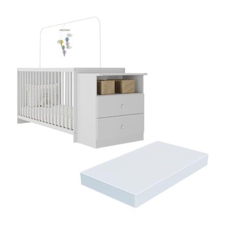 Berço Cômoda com Colchão Incluso Meu Bebê Multimóveis MP4309 em Oferta na Shopee