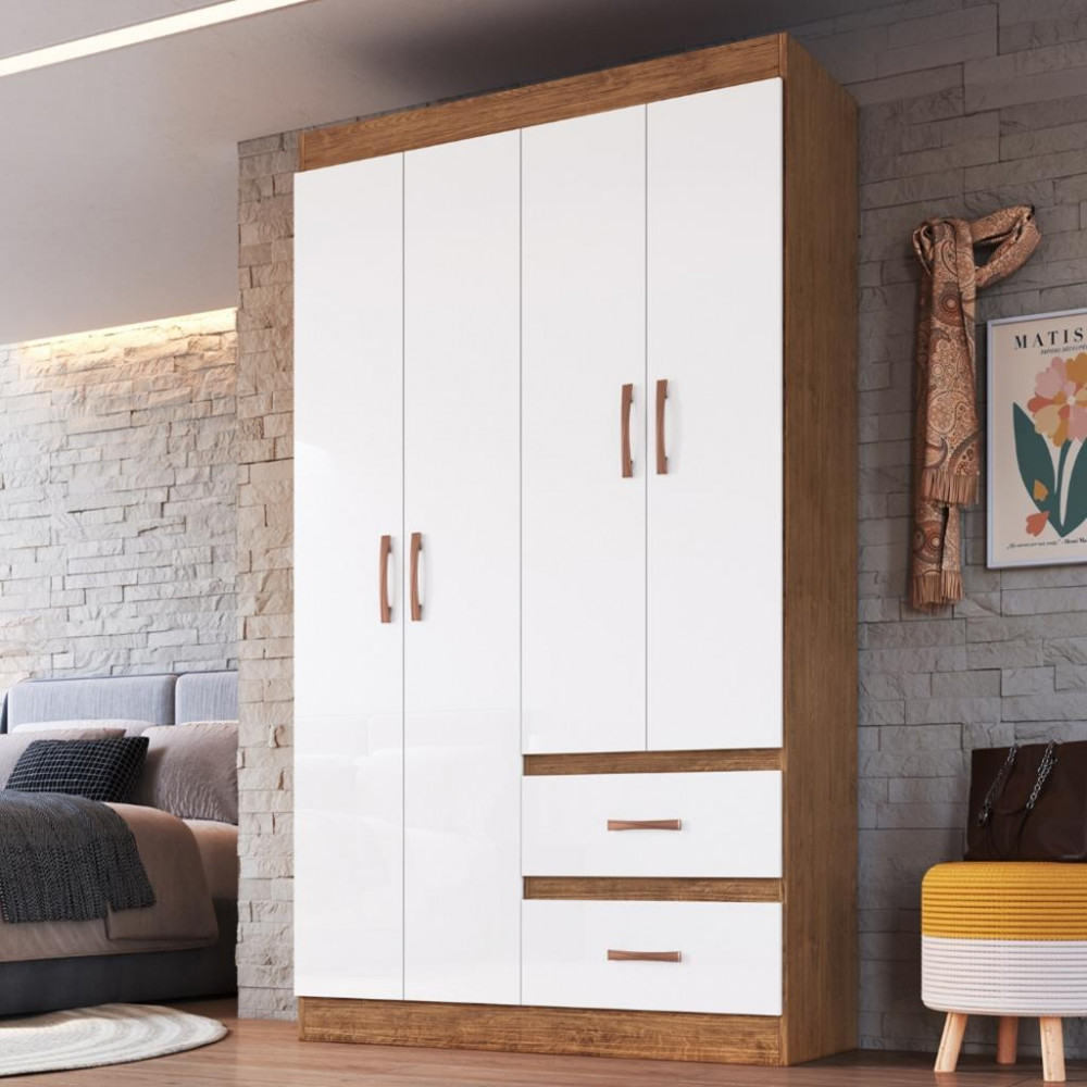 Guarda Roupa Solteiro 4 Portas 2 Gavetas Dallas Doripel em Oferta na Shopee
