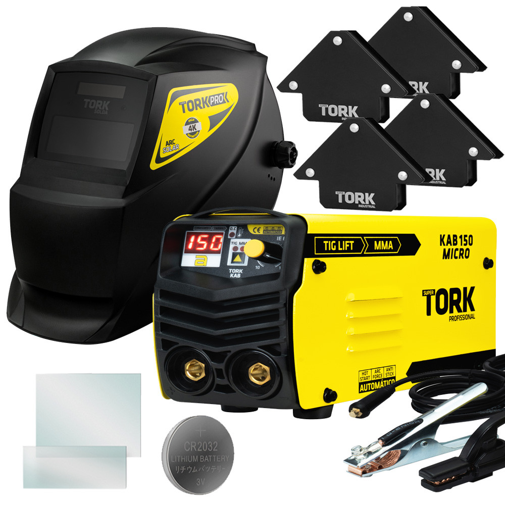Inversor de Solda 150A Eletrodo Tig Mascara Automática Esquadro Super Tork