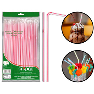Canudo Canudinho Flexível Sache Dobrável Refri Água Suco Drink Bebidas 4,6x200mm 100 Unidades em Oferta na Shopee