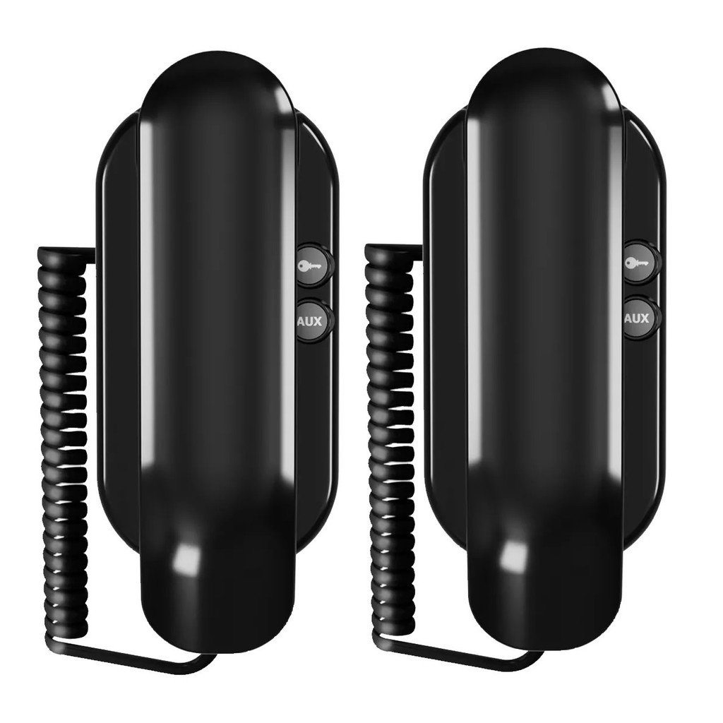 2 Monofone Interfone Interno Universal AGL S100 Pra Porteiro Preto