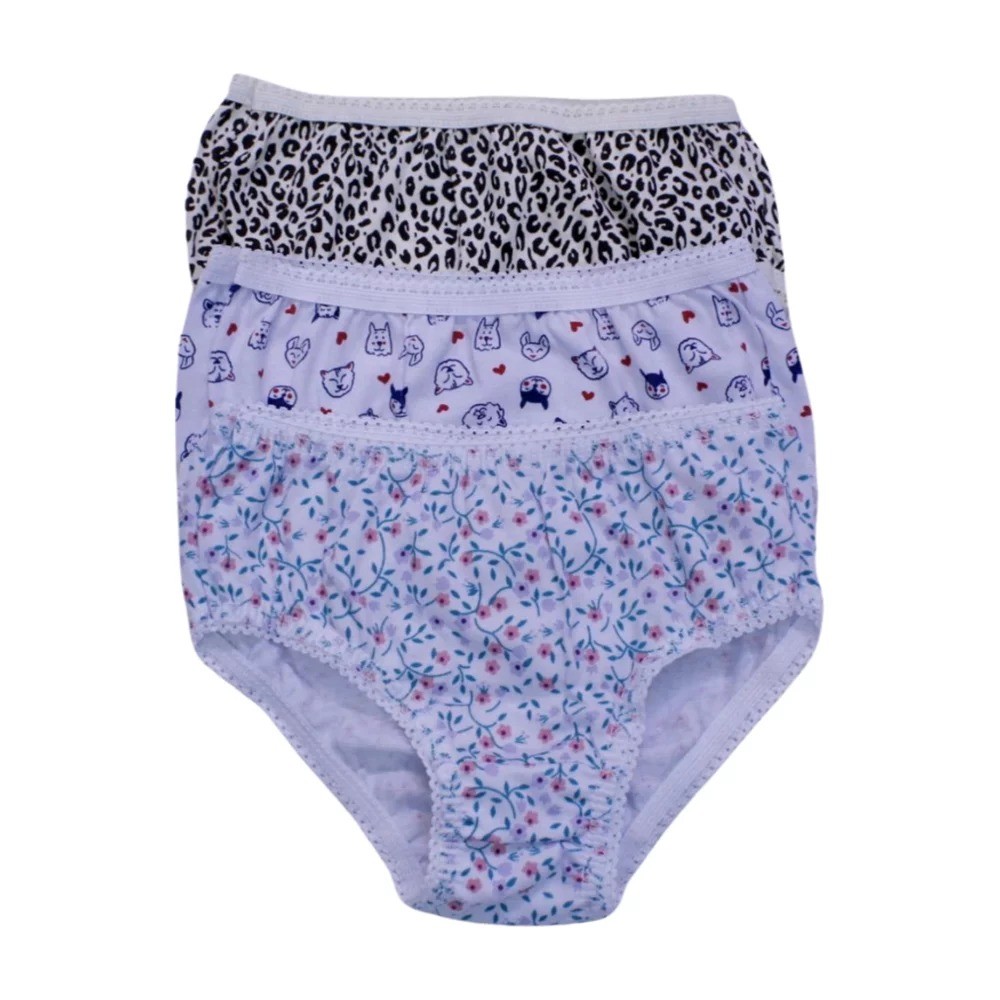 Kit Calcinhas infantil Estampadas Cores Sortidas 3900 03Peças - Tampinha