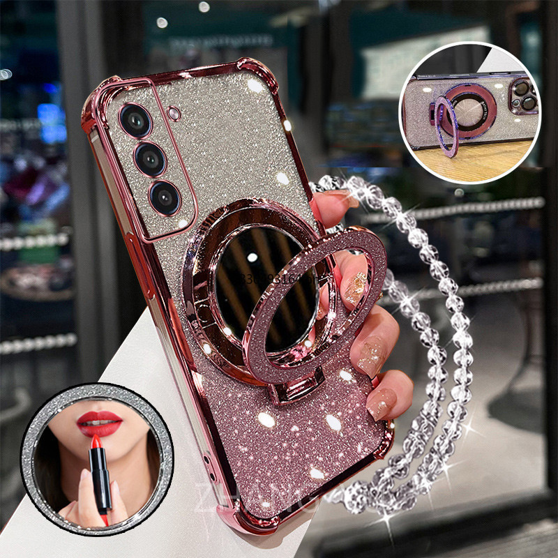 Capa Para Samsung S21 FE S21 PLUS S21 ULTRA S21 De Telefone À Prova De Choque 3D Suporte Espelho De Maquiagem Nova Pulse