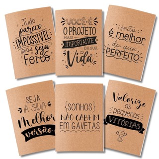Kit Cadernetas Inspiração Capa Kraft Flexível 40 Pág Pólen A5