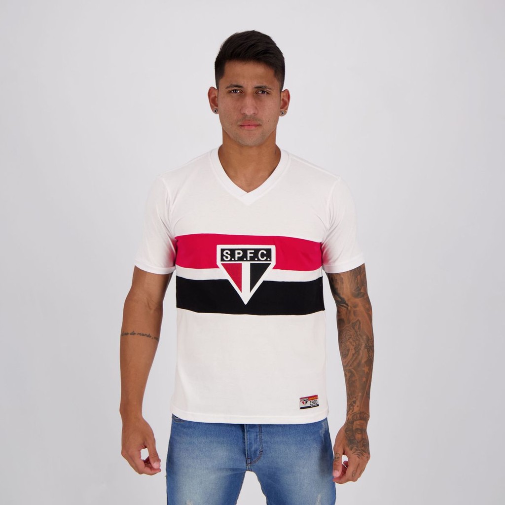Camisa São Paulo Retrô 1980 Paulistão Branca em Oferta na Shopee