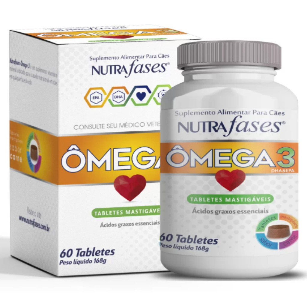 Suplemento Nutrafases Ômega 3 60 Tabletes Vetzam Cães e Gatos em Oferta na Shopee