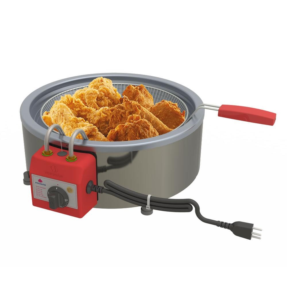 Tacho Fritador Elétrico 7 Litros Aço Inox Escovado 1 Cesto Médio 127v Analógico Pr-70e - Progás
