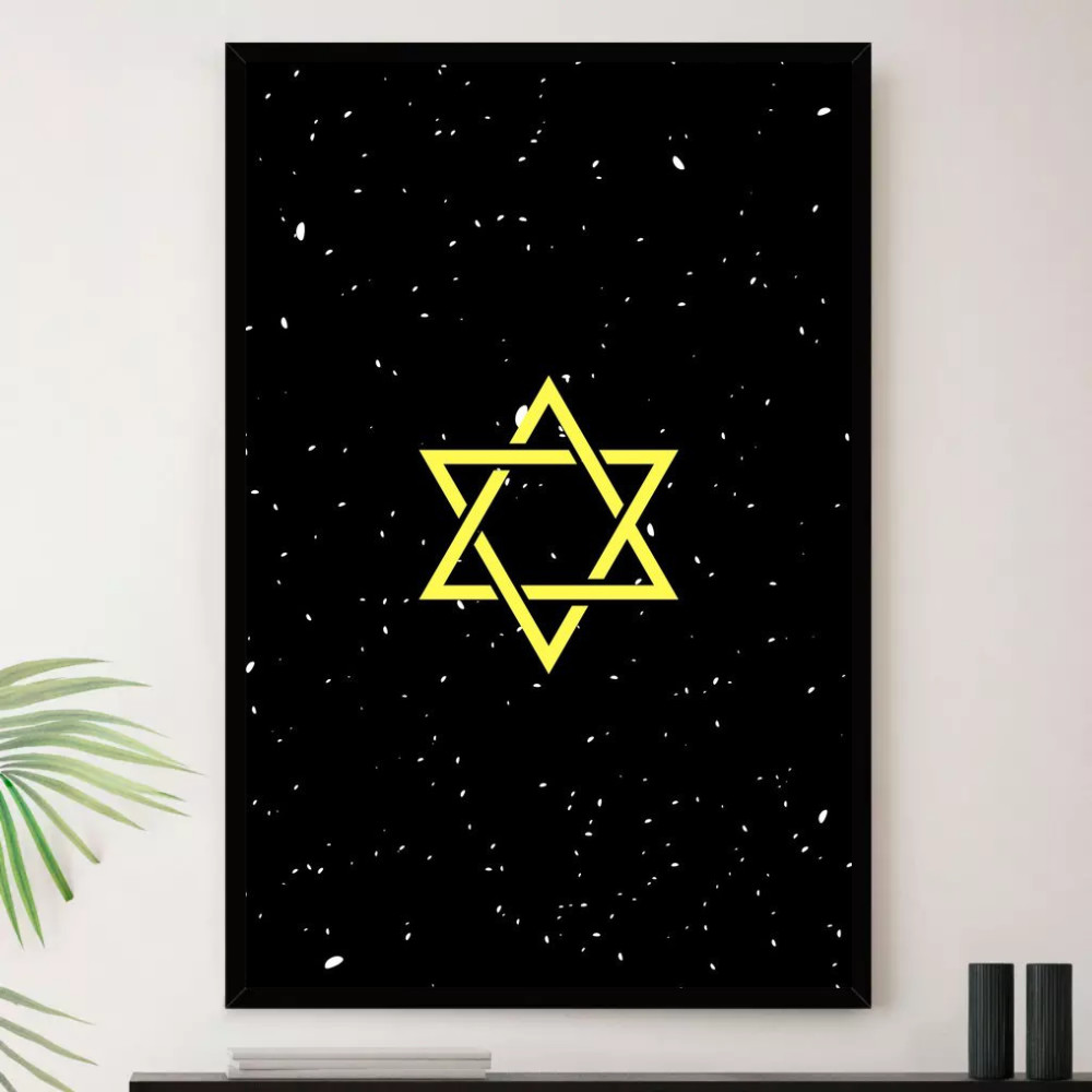 Quadro Estrela De Davi Simbolo Fe Decorativo A4 23x33cm
