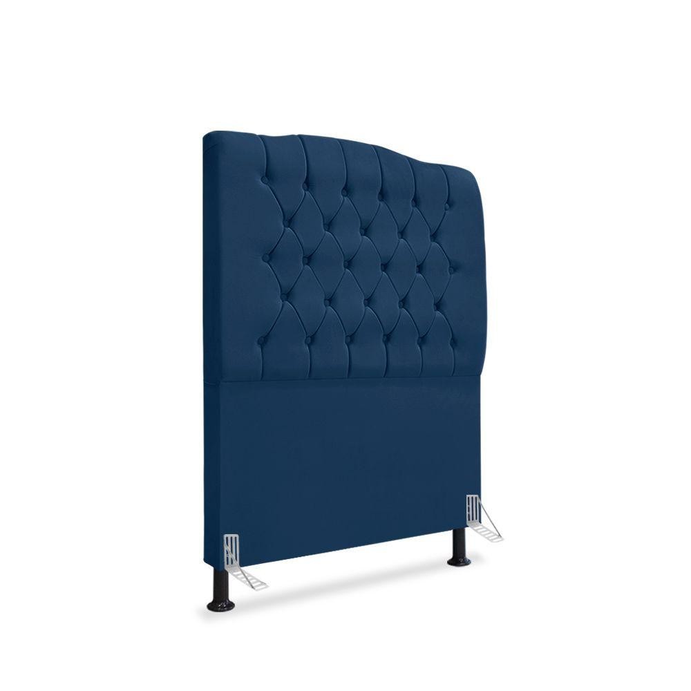 Cabeceira De Cama Box Solteiro 90 Cm Dunas - Veludo Azul Marinho. - Home & Living