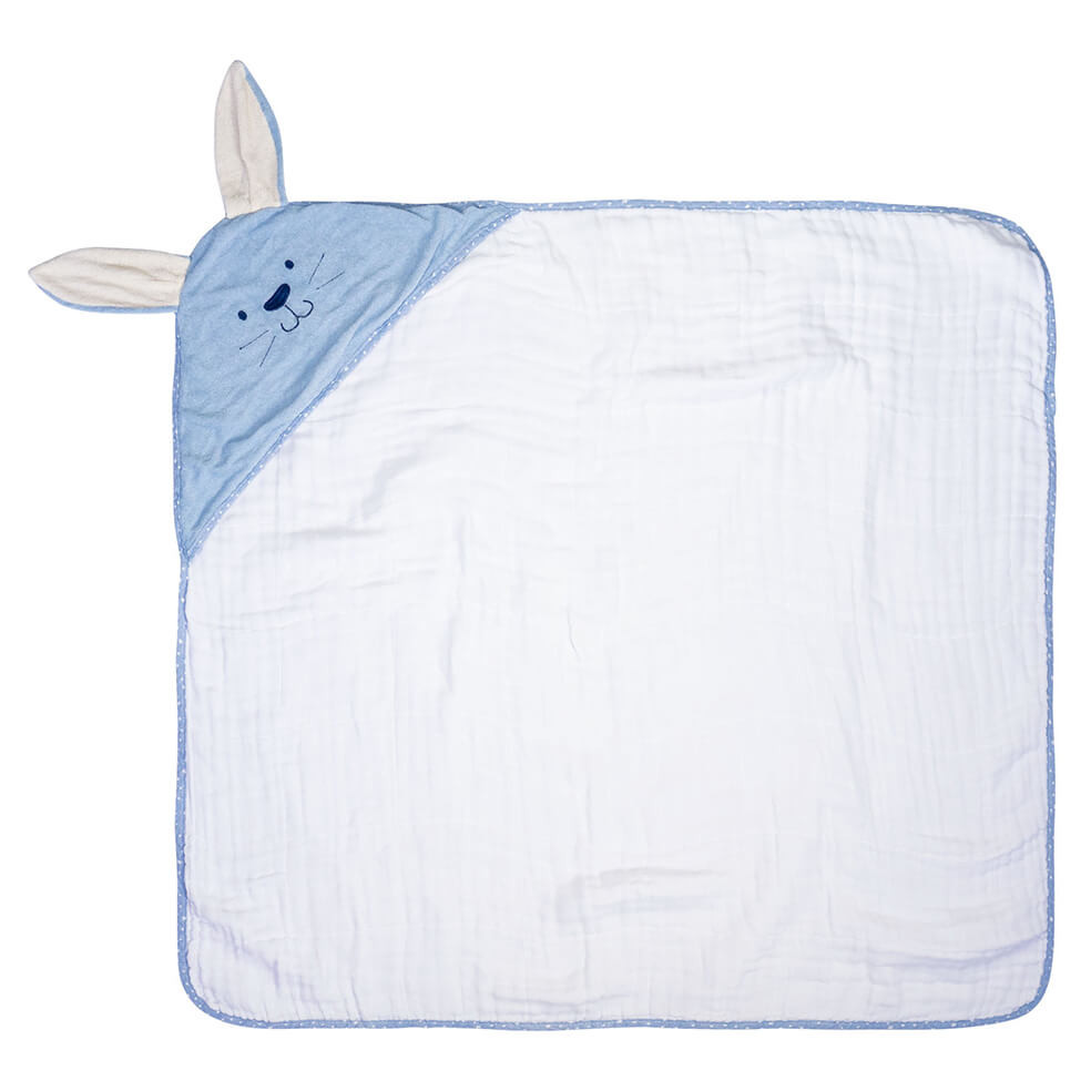 Tolha Com Capuz Bublim Petit Soft Bordado Azul