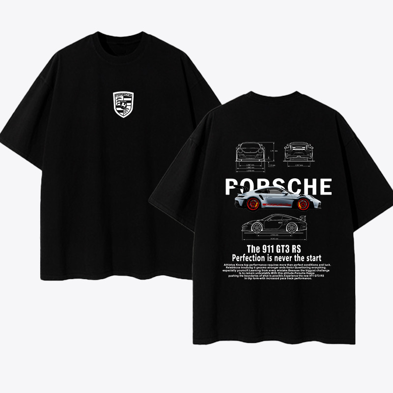 Camiseta Unissex Oversized Plus Size Feminina Masculina porsche estampada   g1 g2  camisa streetwear