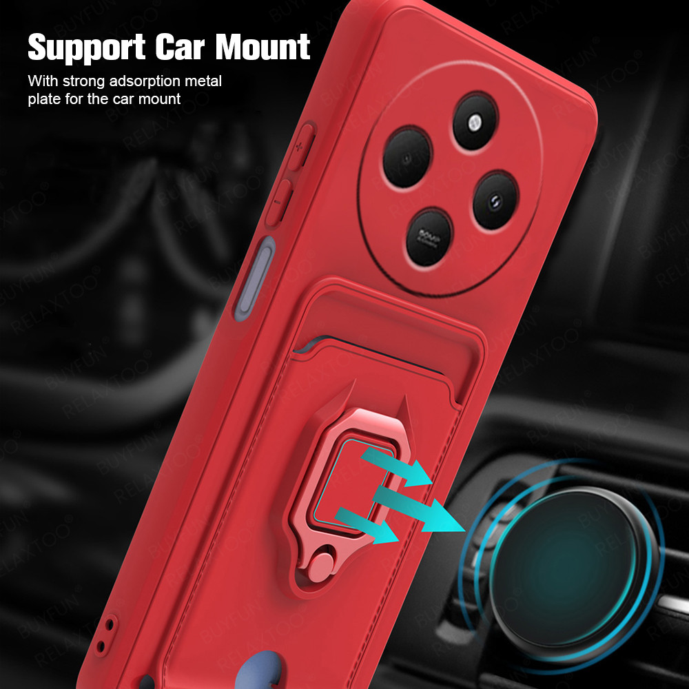 Capa Protetora De Lente Completa Para Xiaomi Redmi 14C 4G Bolsa De Cartão Carteira TPU Macia Redmi14C Suporte Magnético