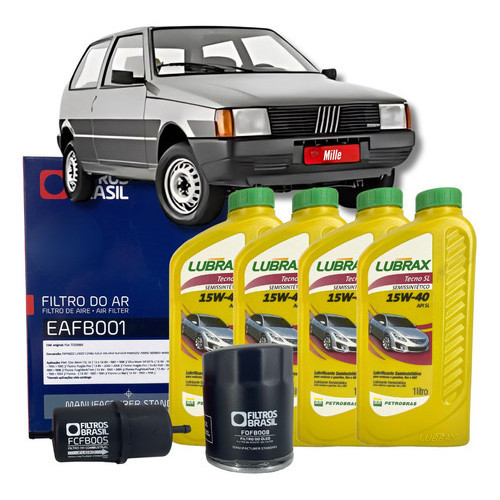 Kit Filtros Troca De Oleo Fiat Uno 1.0 8v Fiorino 1.3 8V Mille Fire C/4 Litros 2000 a 2007 em Oferta na Shopee