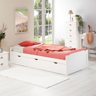 Cama Solteiro Madeira Maciça 3 Gavetas com Estrado Mia em Oferta na Shopee