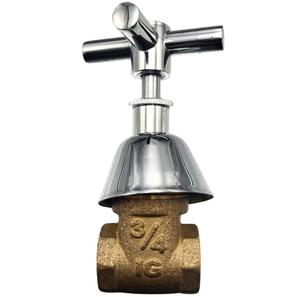Registro Gaveta Geral Banheiro Válvula Padrão Metal Latão Acabamento Cromado Com Canopla 3/4" 25mm Iguatemi