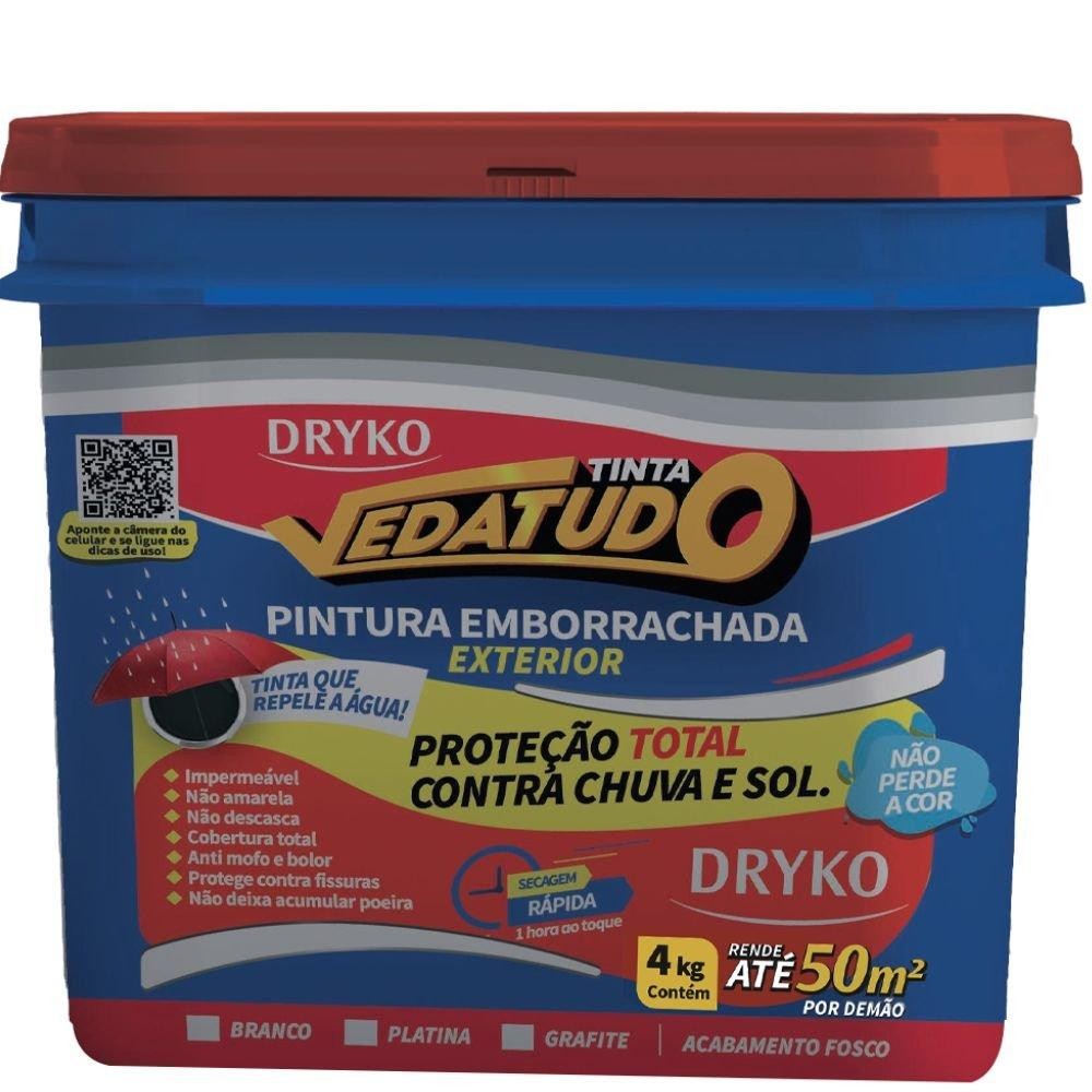 Tinta Emborrachada para Pintura de Proteção Branca 4kg Dryka em Oferta na Shopee