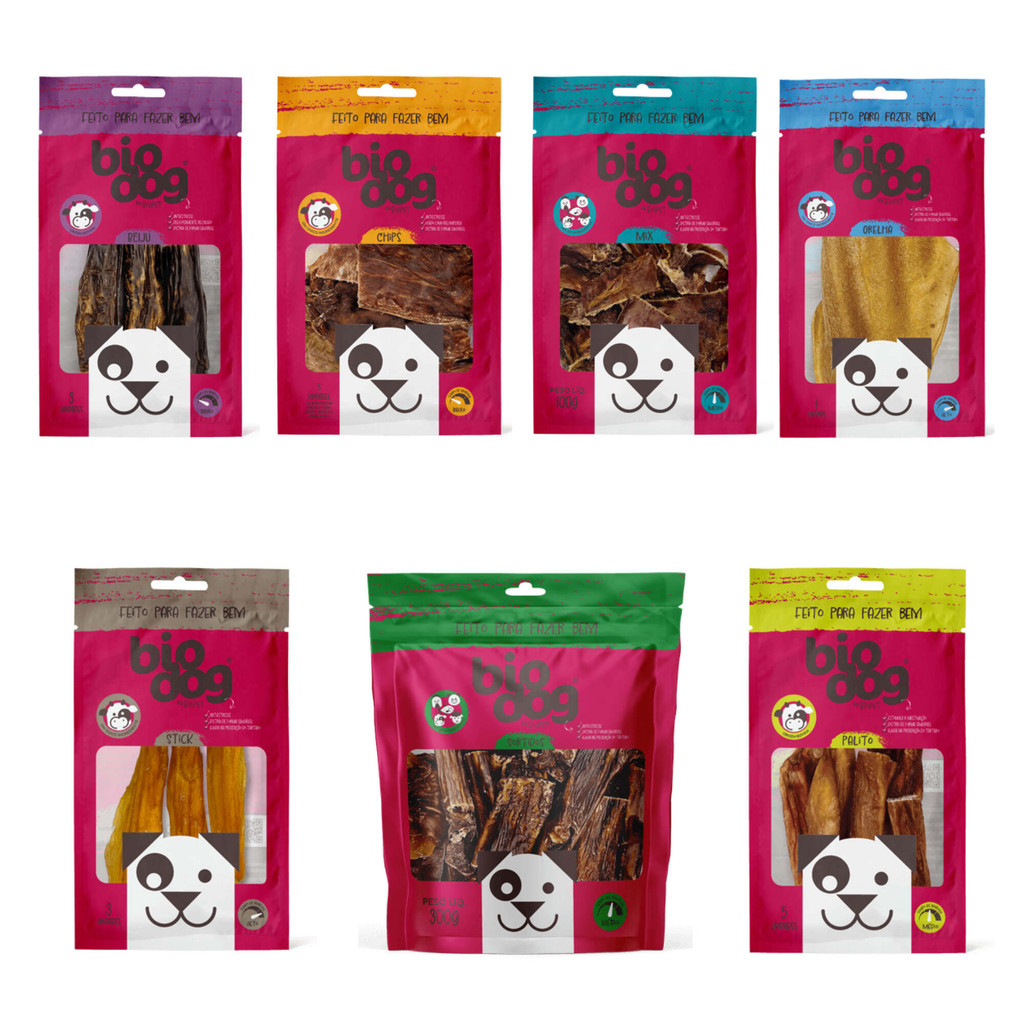 Linha Biodog Petiscos para Cães Classicos Hard Duros e Diversos para Maior Tempo de Mastigação