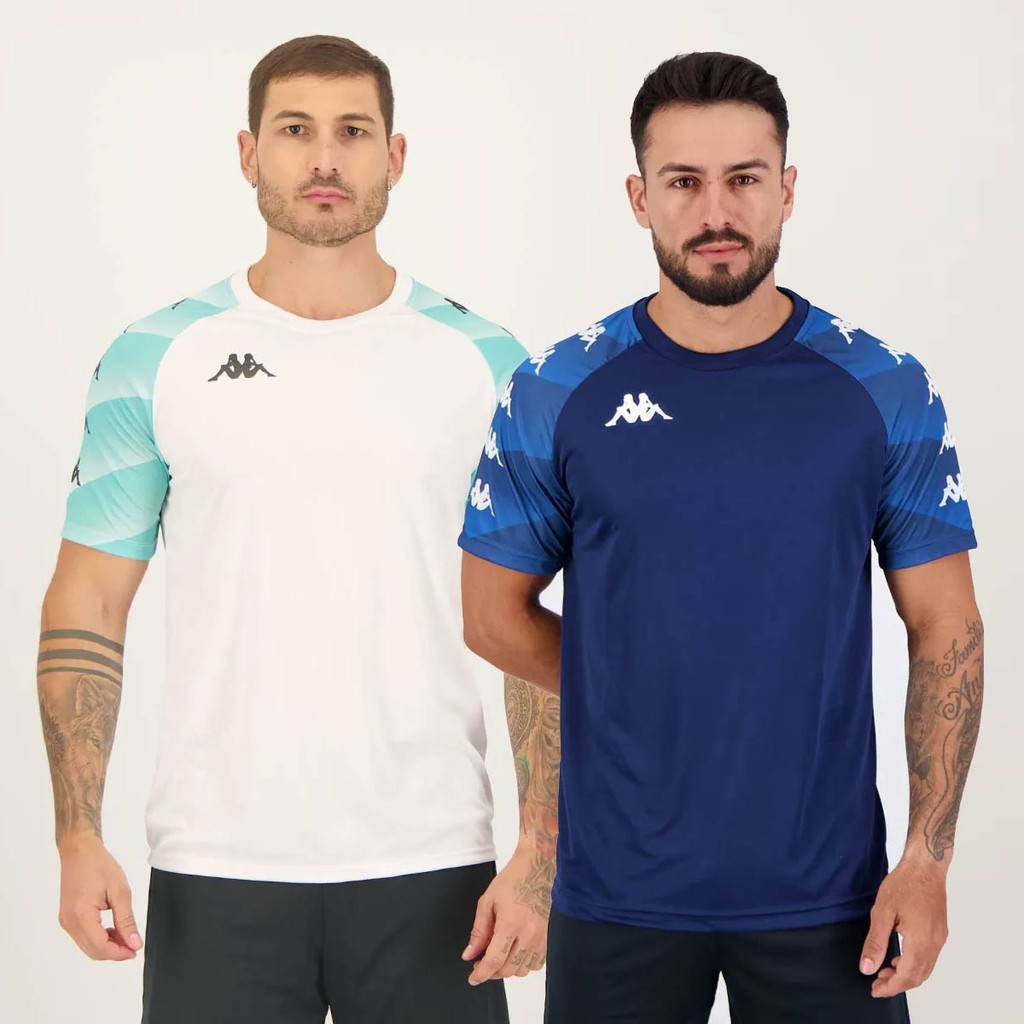 Kit 2 Camisas Kappa Raglany Marinho e Branca em Oferta na Shopee