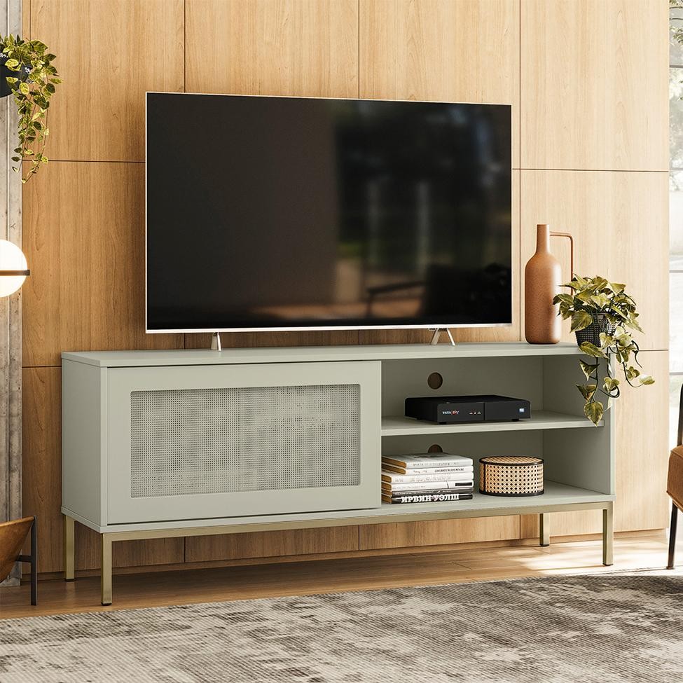 Rack Buriti 1 PT Off White 135 cm em Oferta na Shopee