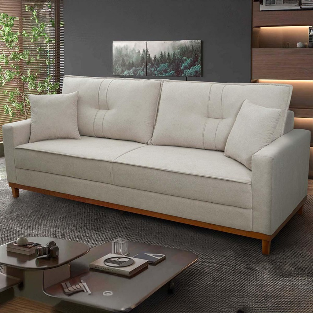 Sofá Living Malibu 2,00m Bege Bouclê - King House em Oferta na Shopee