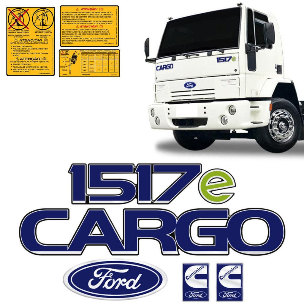 Kit Emblemas Cargo 1517e  Adesivos Caminhão Ford Cummins