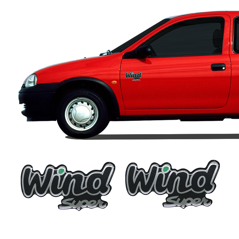Emblema Lateral Corsa Wind Super Adesivo Verde Resinado Par