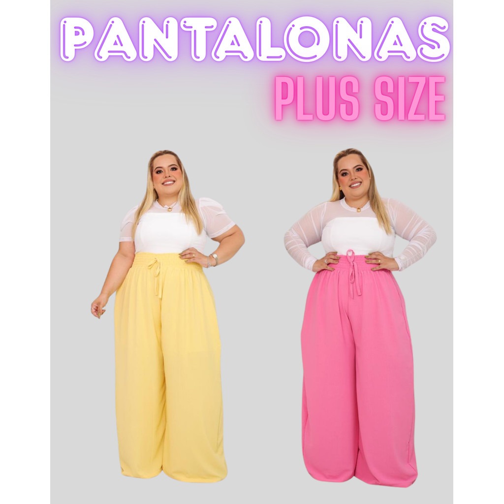 Calça Pantalona Plus Size Feminina: Desenha suas Curvas! (Veste do 44 ao 60) em Oferta na Shopee