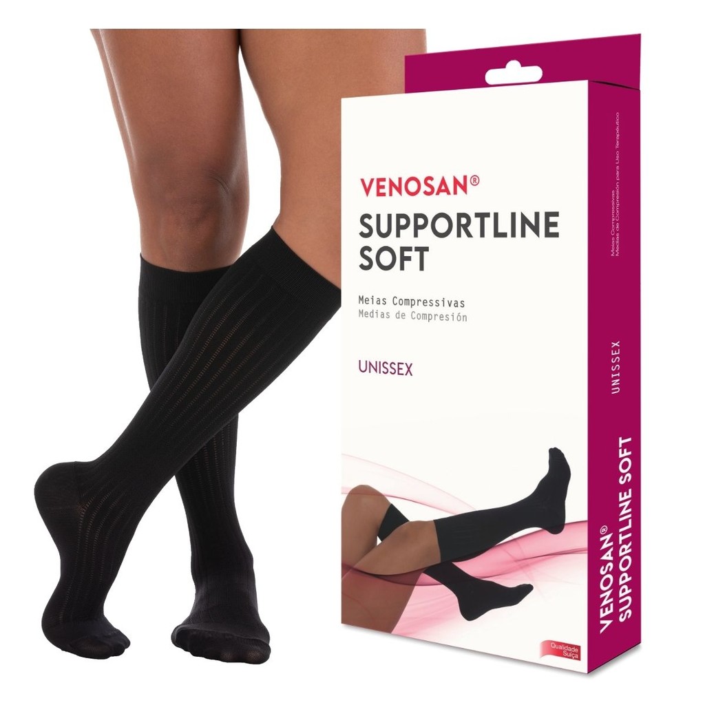 Meia Compressiva 3/4 Venosan Supportline Soft 18-22 Unissex Preto