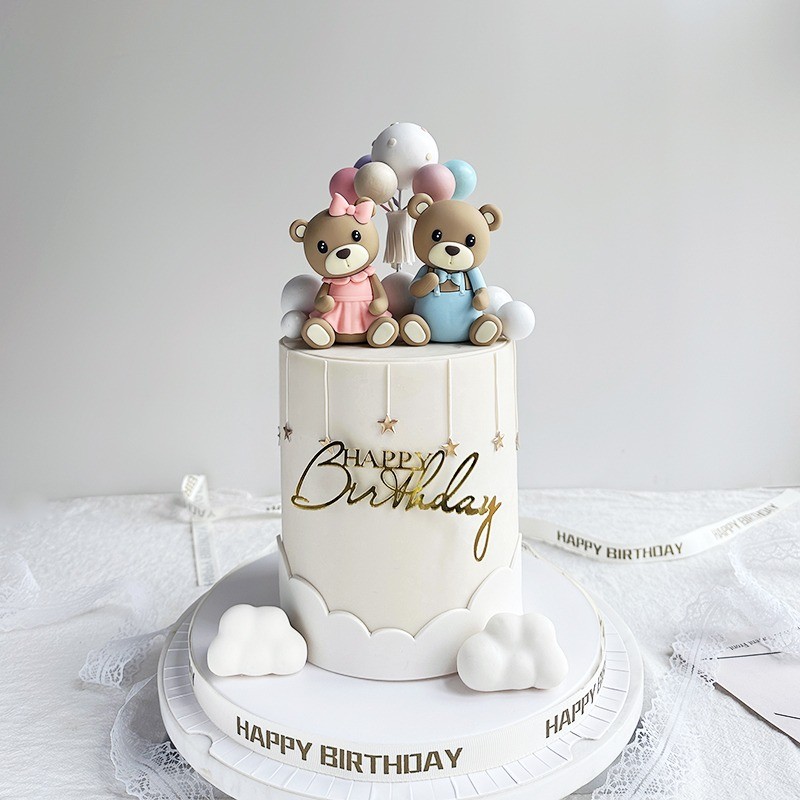 Decoração De Bolo Infantil , Inserção De Cartão De Aniversário , Enfeite De Boneca De Ursinho De Pelúcia Com Cabeça Incl em Oferta na Shopee