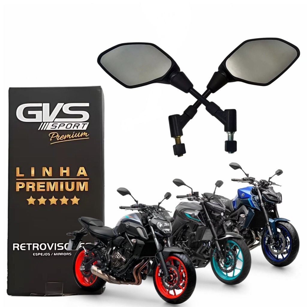 Retrovisor Gvs Mt07 Giro 360° Original Lente Convexa Fume