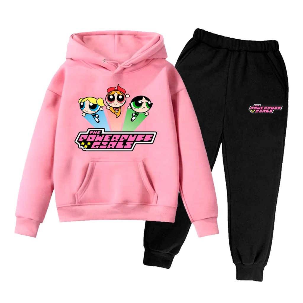 Kit Conjunto Moletom Flanelado Infantil Meninas Super Poderosas Desenho Fofo Menina Agasalho 100% Algodão Envio Imediato