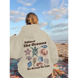 Moletom Gráfico Oceano Tartarugas Blusão de Frio Meio Ambiente Casual Feminino Moleton Lançamento em Oferta na Shopee
