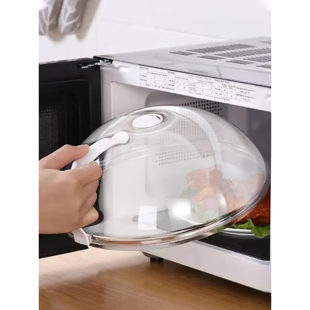 Tampa Microondas Transparente Protetor Alimentos Comidas Multifuncional Plástico Alça Prot...