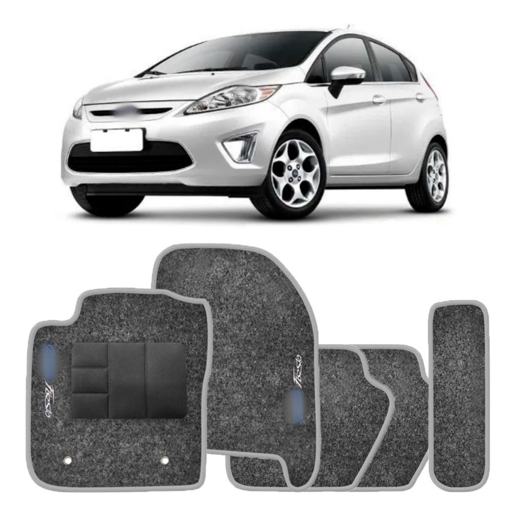 Kit de tapetes 5 peças específico New Fiesta 2010 11 12 2013 Carpete Grafite