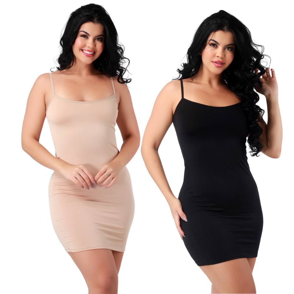 Kit 02 Vestido Midi Feminino Segunda Pele Combinação Anágua Combinete Premium em Oferta na Shopee