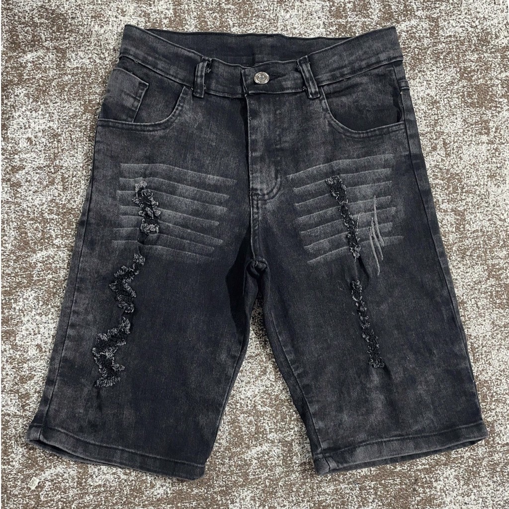 Bermuda Jeans Masculina Rasgada Sem Lycra Linha Premium Preta