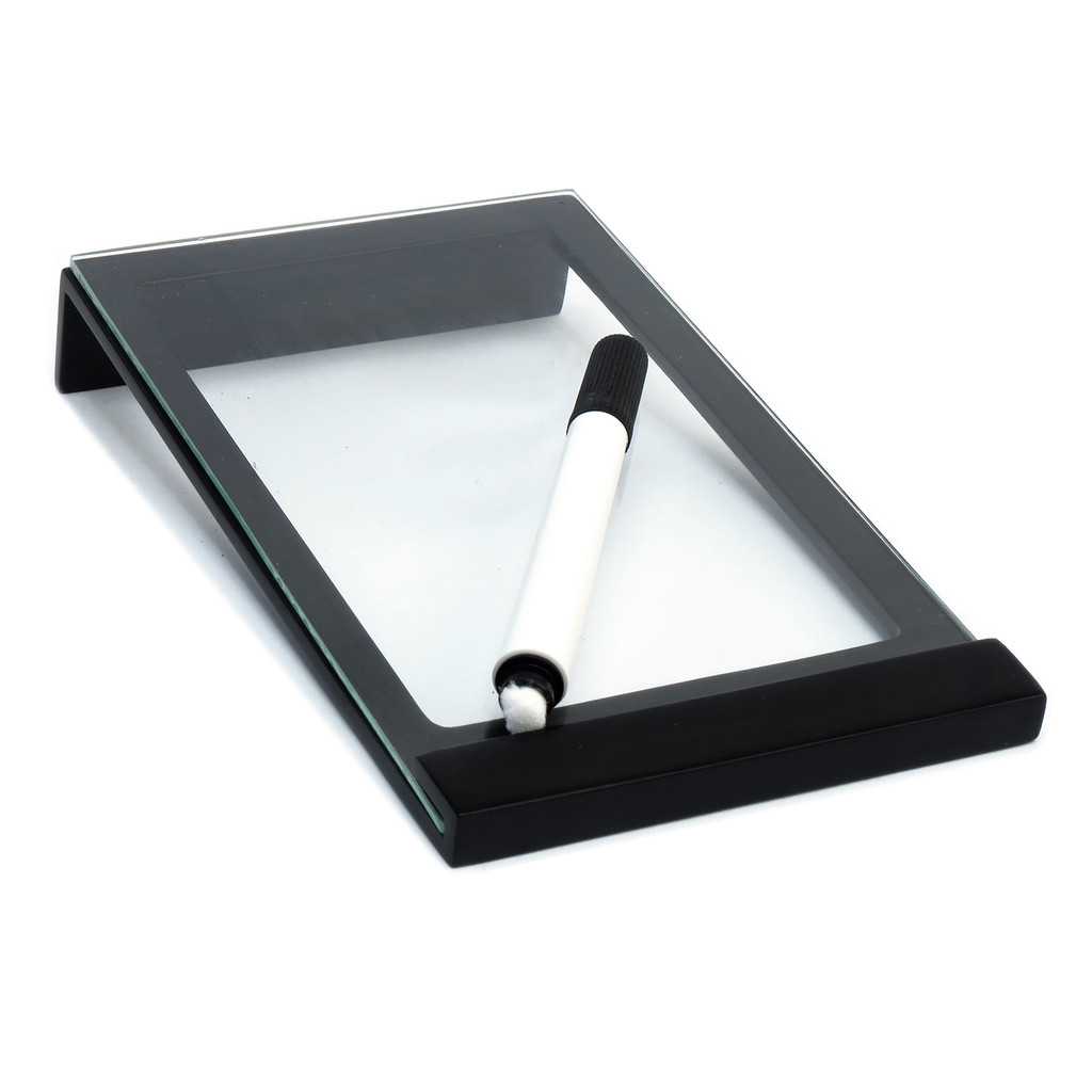 Acessório Moderno de Mesa em Vidro para Anotações Cor Preta