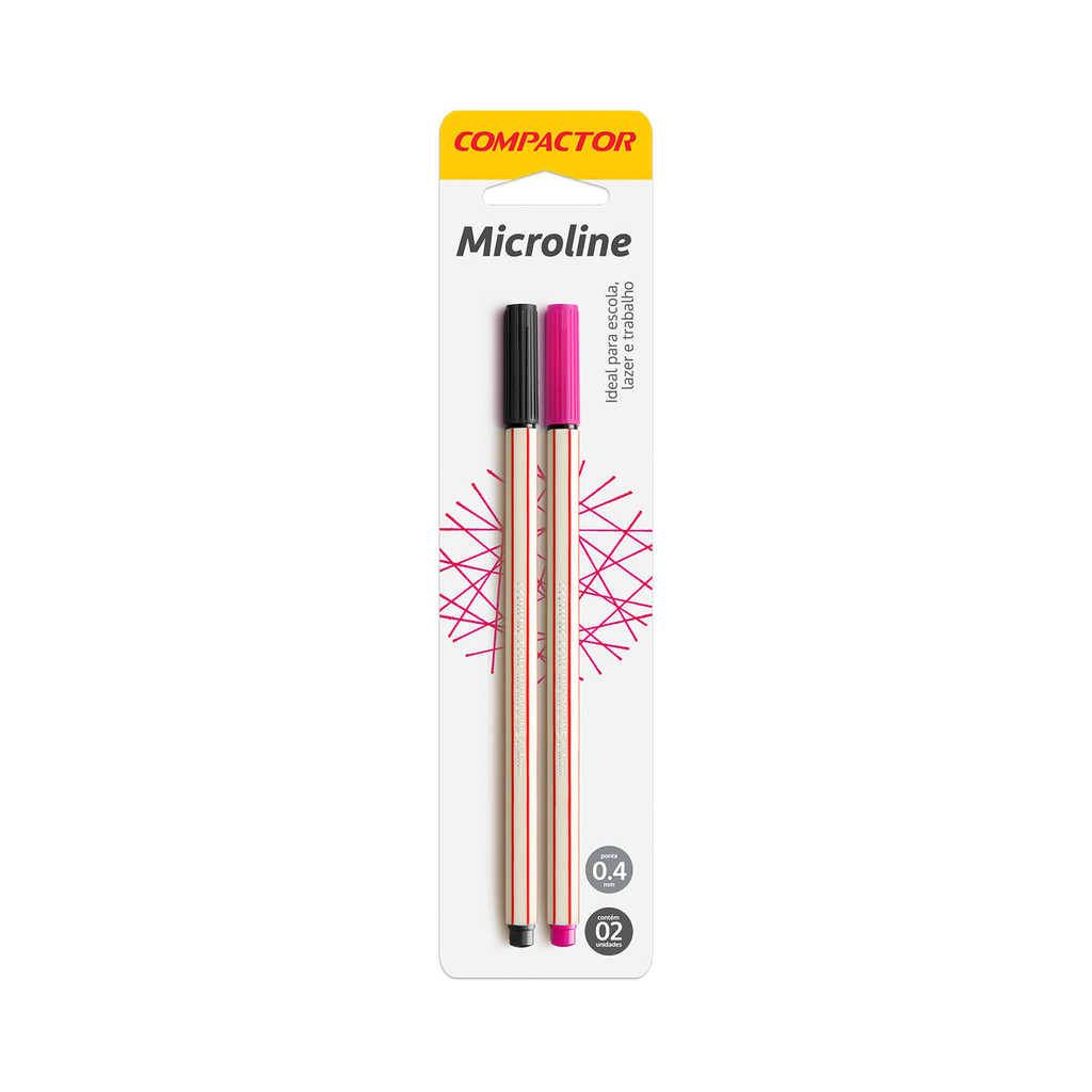 Caneta Hidrográfica Compactor Microline 0.4mm Preta e Rosa 2 Unidades em Oferta na Shopee