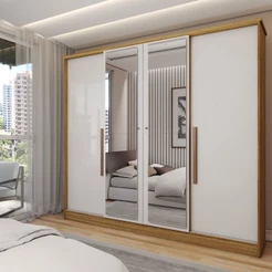 Guarda-Roupa Casal Adam Plus 4 Portas 2 Gavetas com Espelho - Panorama Móveis