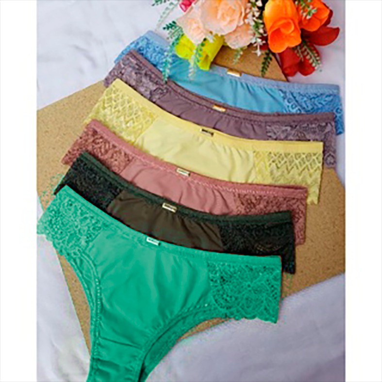 Kit 5 Calcinhas Carla Lateral De Renda Lingerie Calcinha Feminina Conforto Atacado Revenda