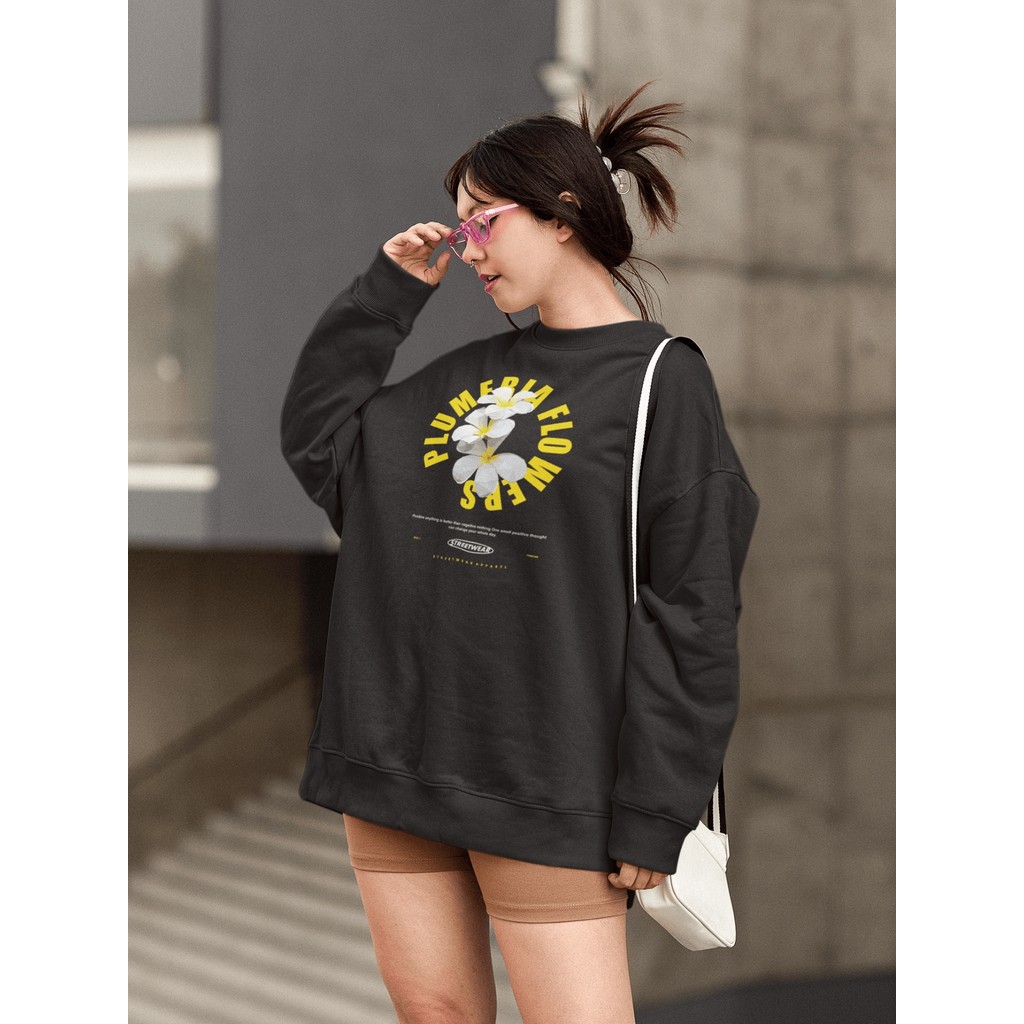 Moletom Blusa de Frio Básico Estiloso Feminino Estampado Gola Redonda Confortável 100% Algodão -