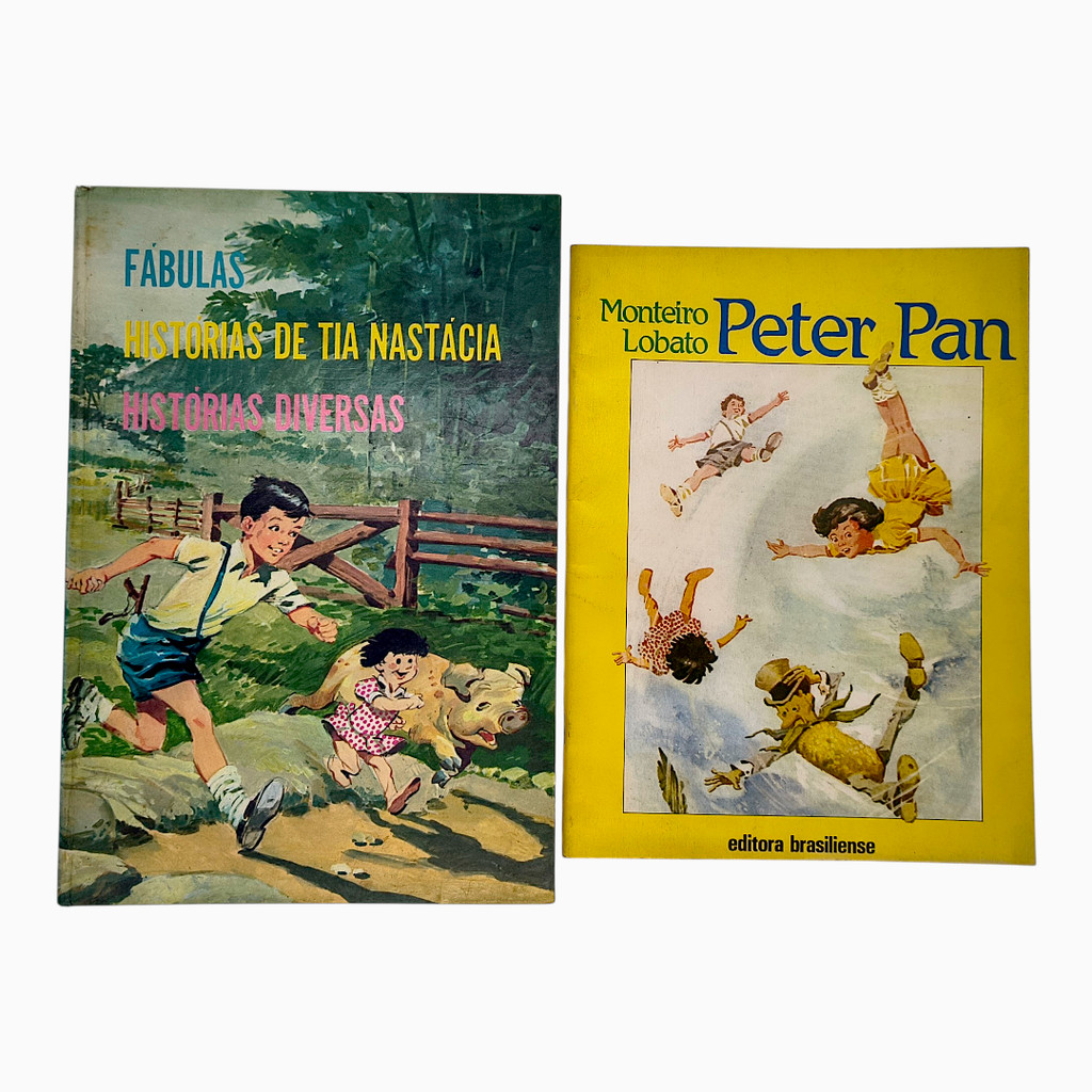 Lote 2 Livros Infantil Brasiliense — Tia Nastácia 1972 + Peter Pan Lobato 1995