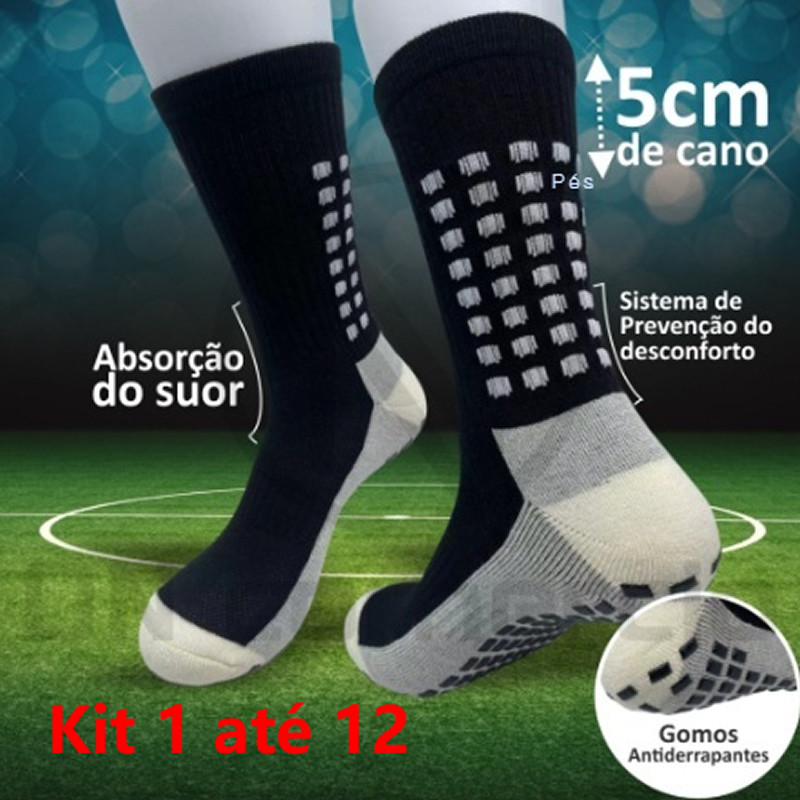 Kit 3 Meias de compressão Futebol Meias Alta Qualidade para Antiderrapantes respirável masculina