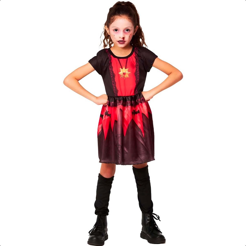 Fantasia Halloween Vampira Infantil pra Menina com Meias em Oferta na Shopee