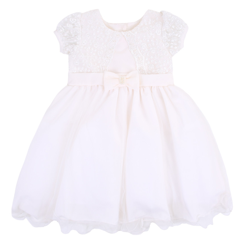 Vestido Infantil Mini Miss Pala Com Renda E Laço Na Cintura