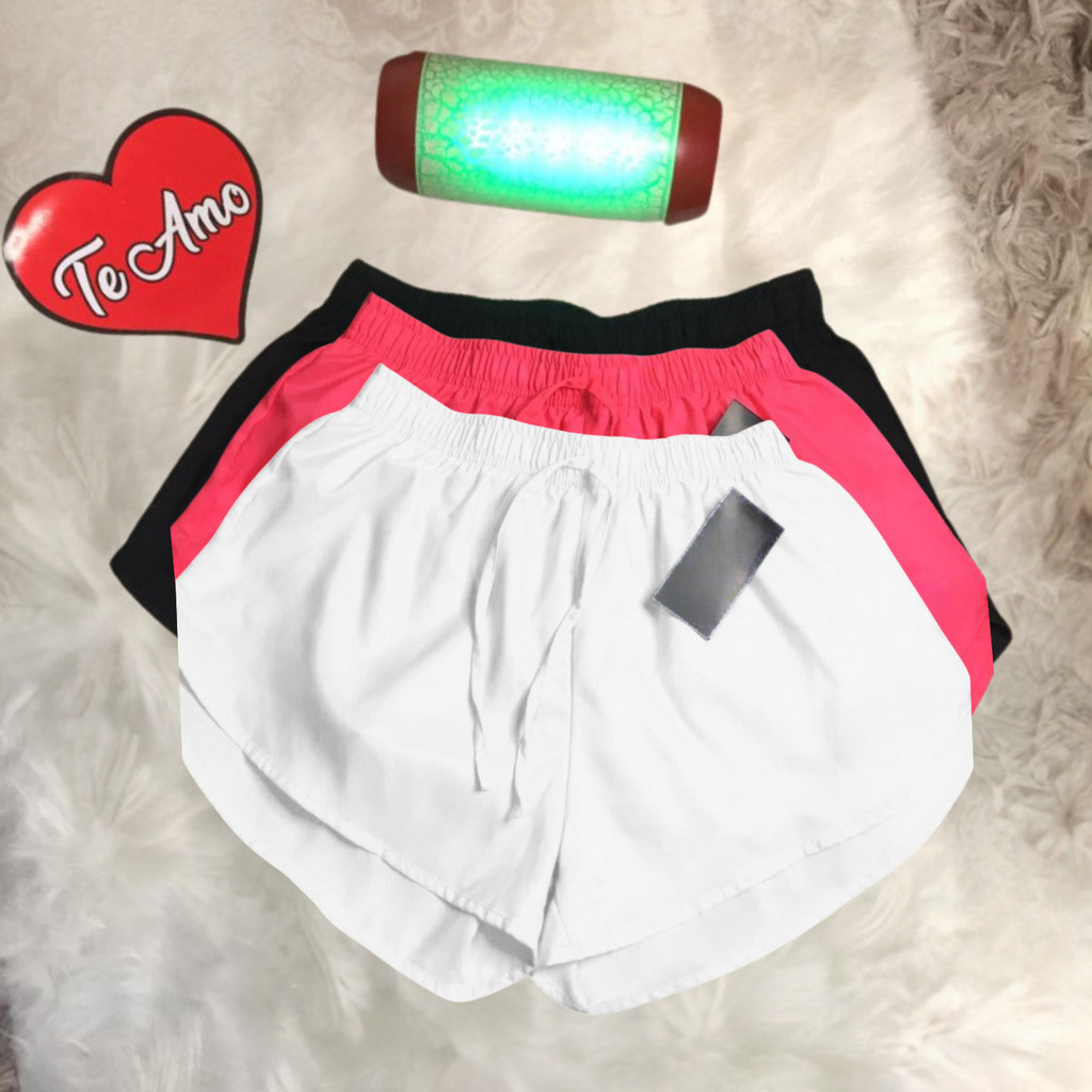 KIT 3 Shorts  Tactel Feminino Casual Saida De Praia Corrida Treino Short Academia Shortinho  Caminhada P Ao EXG