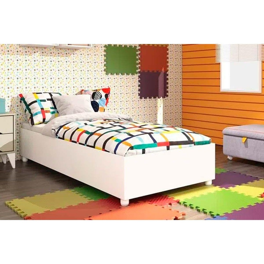 Cama Solteiro Mônaco Branco/Neve - Tcil Móveis - Home & Living