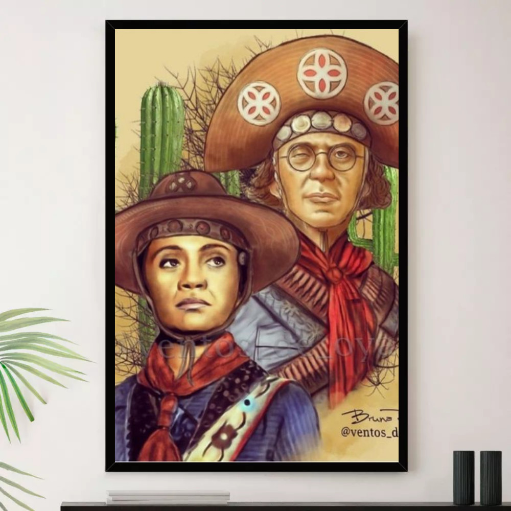 Quadro Lampião Maria Bonita Cacto Arte Decorativo A3 35x45cm